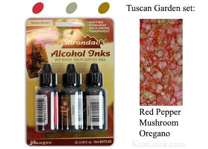 Alcohol Ink 3 Pack Tuscan Garden Set - Red Pepper, Mushroom, Oregano
