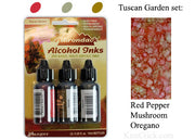 Alcohol Ink 3 Pack Tuscan Garden Set - Red Pepper, Mushroom, Oregano