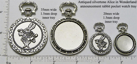 Alice in Wonderland Rabbit Art Silvertone Pocket Watch (Select A Size)