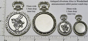 Alice in Wonderland Rabbit Art Silvertone Pocket Watch (Select A Size)