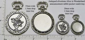 Alice in Wonderland Rabbit Art Silvertone Pocket Watch (Select A Size)