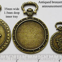 Alice in Wonderland Rabbit Art Bronzetone Pocket Watch (Select A Size)
