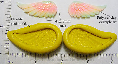 Flexible Push Mold Hand Carved Wing Pair Left and Right