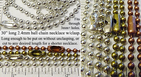 30 Ball Chain Necklace 2.4mm Thick (Select a Color, Quantity