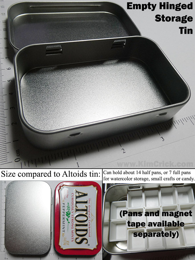 Empty Metal Tin for DIY Watercolor Pans or Craft Container Blank Altoids Mint Box Size