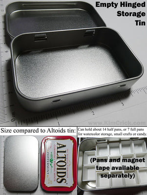 Empty Metal Tin for DIY Watercolor Pans or Craft Container Blank Altoids Mint Box Size