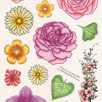 Unmounted Rubber Stamp Set Flower Collage #Bouq-M02