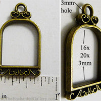 Open Back Small Bird Cage Frame 16mm x 20mm x 3mm Bronzetone