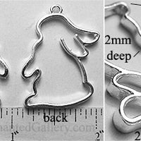 Open Back Bunny Rabbit Frame 25mm x 31mm x 2mm Silvertone