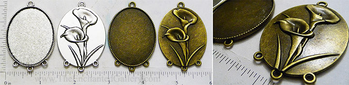 35x45mm Large Oval Calla Lily Floral Pendant Tray (Select a Color)
