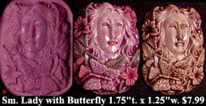 Flexible Push Mold Small Lady with Butterfly Cameo