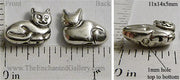 Antiqued Silvertone 3-D Cat Beads 11mm x 14mm x 5mm