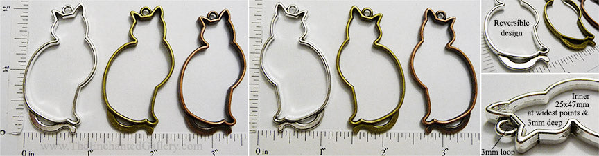 Open Back Larger Cat Shape Frame 25mm x 47mm x 3mm