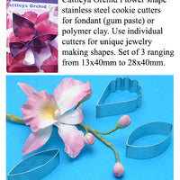 Cattleya Orchid Flower Petal Shape Cookie Cutters by PME 3 Piece Set
