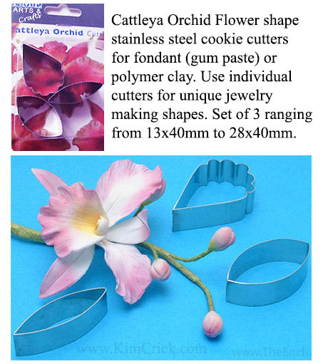 Cattleya Orchid Flower Petal Shape Cookie Cutters by PME 3 Piece Set