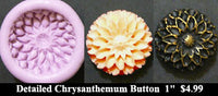 Flexible Push Mold Detailed Chrysanthemum Button