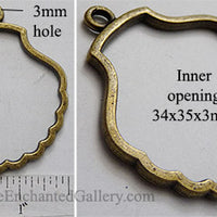 Open Back Clam Shell Frame 34mm x 35mm x 3mm Bronzetone