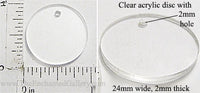 Laser Cut Acrylic Clear 24mm Circle Charm with Hole 5 Pack