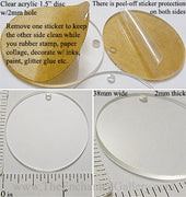 Laser Cut Acrylic Clear 38mm Circle Charm with Hole (Select an Amount)