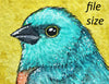  Digital File - Lazuli Bunting Bird ATC Watercolor Painting Animal Art Printable JPG Download 