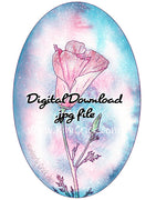 Digital File - Poppy Flower Botanical Floral Colorful Pastel Color Clip Art Printable Nursery Painting Watercolor