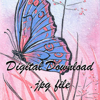  Digital File - Butterfly Watercolor Painting Pastel Colorful Animal Art Printable Instant Download 