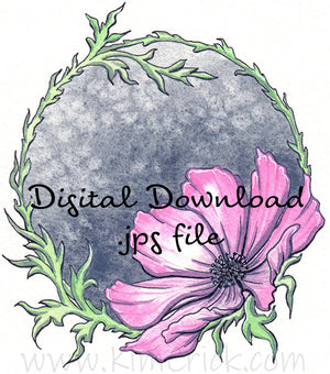  Digital File - Floral Cosmos Design Flower Color Painting Watercolor Clip Art Printable Download 