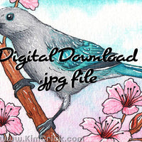 Digital File - Blue-Gray Tanager Bird Watercolor Painting Art Nursery Colorful Teal Animal Printable Download