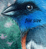  Digital File - Lazuli Bunting Male Blue Bird Flowers Forest Night Sky Isaro Watercolor Printable 