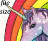 Digital File - Unicorn Rainbow Colorful Nursery Kids Room Wall Art Watercolor Painting Printable