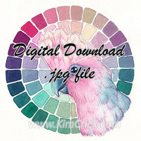  Digital File - Galah Rose-Breasted Cockatoo Feminine Pink Bird Color Wheel Watercolor Painting Printable
