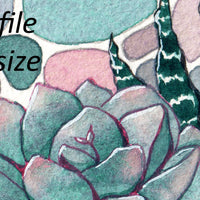  Digital File - Succulent Zebra Cactus House Plant Pot Pebble Pastel Pattern Colorful Watercolor Painting Printable 