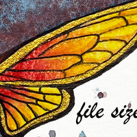  Digital File - Moth Decorative Insect Granulating Schmincke Volcano Watercolor Painting Printable Art 
