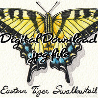  Digital File - Eastern Tiger Swallowtail Butterfly Watercolor Art Painting Nursery Printable Download 