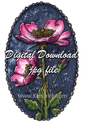  Digital File - Wild Roses Floral Jackson's Art Watercolor Botanical Painting Instant Download 