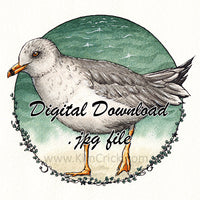  Digital File - Seagull Bird Gull Ocean Seascape Watercolor Printable Nursery Art Print Instant Download 