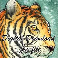  Digital File - Tiger Animal Wild Cat Watercolor Painting Nursery Art Print Printable Instant Download 