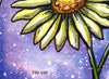 Digital File - Daisy Flower Space Nebula Watercolor Art Printable Greeting Card Instant Download