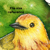  Digital File - Yellow Warbler Bird Watercolor Animal Painting Colorful Nursery Printable Download 