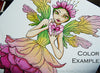 Digital File - Valentine Flower Fairy Line Drawing Digi Stamp Printable Clip Art Download