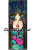  Digital File - Art Nouveau Lady Decor Bookmark Panel Watercolor Painting Colorful Card Making Printable Download 