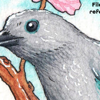 Digital File - Blue-Gray Tanager Bird Watercolor Painting Art Nursery Colorful Teal Animal Printable Download