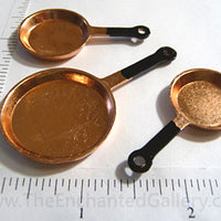 Miniature Doll House Copper Pans 3 Piece Set