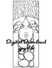 Digital File - Art Nouveau Lady Decor Bookmark Panel Line Drawing Digi-Stamp Coloring Book Page Download