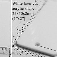 Laser Cut Acrylic White 25mm x 50mm Rectangle Charm Two Holes (Select an Amount)