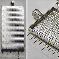 25x50mm Rectangle Textured Domistyle Pendant Tray Shiny Silver (Select Amount or Optional Insert)