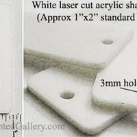 Laser Cut Acrylic White 25mm x 50mm Rectangle Charm One Hole (Select an Amount)