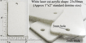 Laser Cut Acrylic White 25mm x 50mm Rectangle Charm One Hole (Select an Amount)