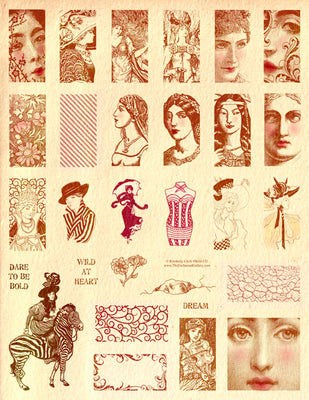 Unmounted Rubber Stamp Set Daring Women Dominoes #Bold-121
