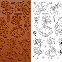 Unmounted Rubber Stamp Set Flower Dress Art #Dres-M07